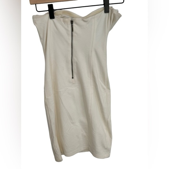 Guess Strapless Embellished Dress White Brown Silver - Picture 6 of 8